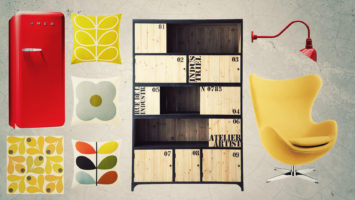 Retro industrial Mood board in red and yellow