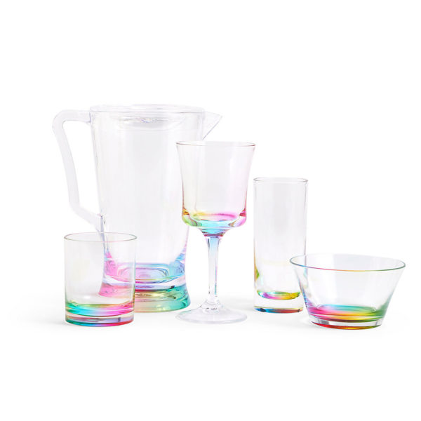 Set of transparent plastic glasses