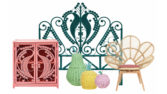 Decorative colorful furniture in rattan