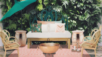 Picture of a bohemian outdoor styling in pink and cooper