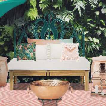 Picture of a bohemian outdoor styling in pink and cooper