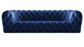 Navy Leather 3 Seater Chesterfield Sofa