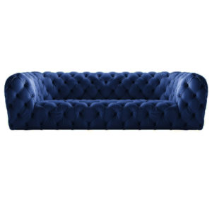 Navy Leather 3 Seater Chesterfield Sofa