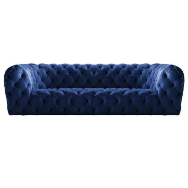 Navy Leather 3 Seater Chesterfield Sofa