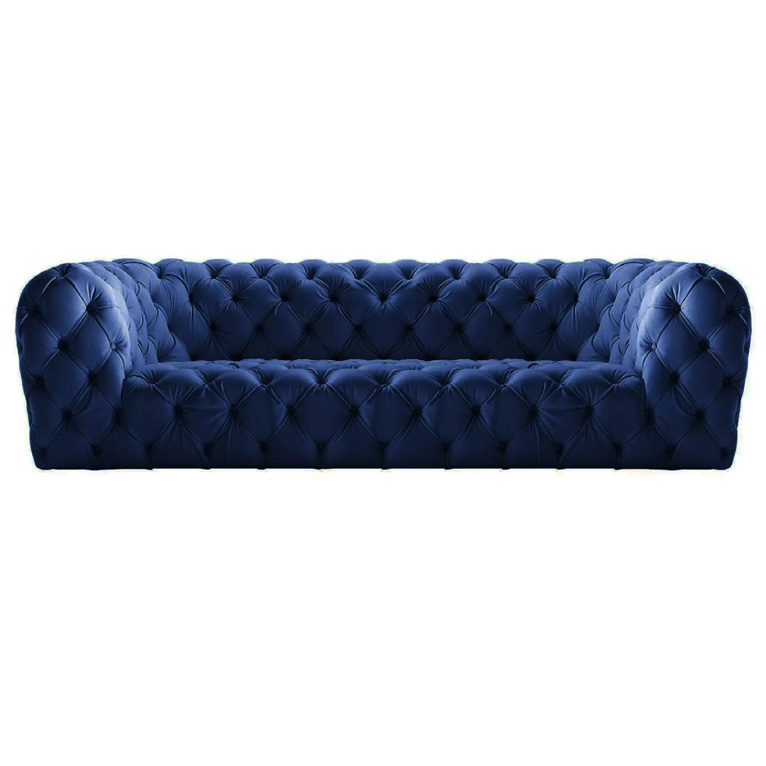 Modern Leather Chesterfield Navy Arco Style