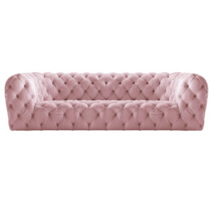 Pink Leather 3 Seater Chesterfield Sofa