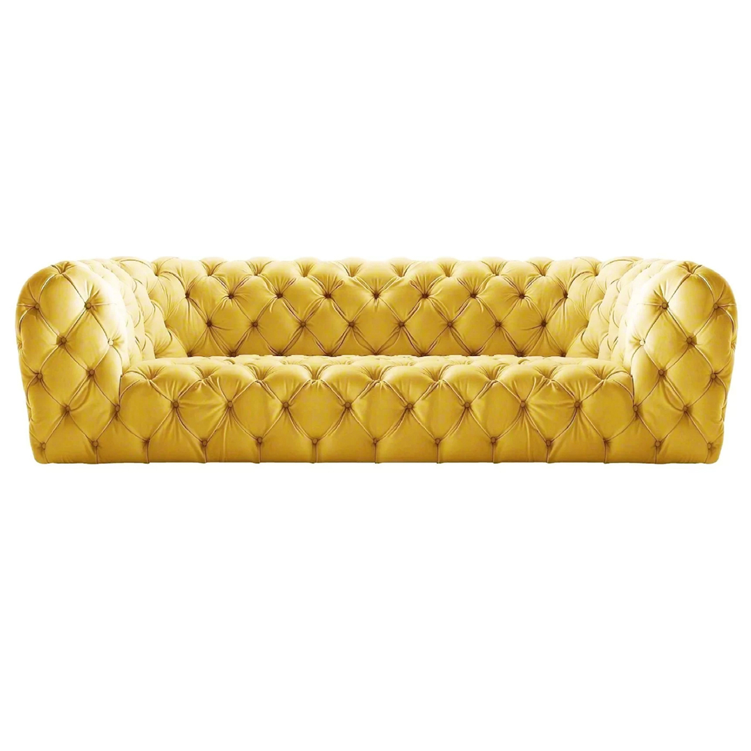 Modern Leather Chesterfield Yellow